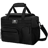 MIER Large Lunch Box for Men Women Adult Insulated Soft Sided Cooler 30 Can Leakproof Lunch Bag Collapsible for Work Travel Camping Beach, 18L (Black-No Luggage Strap)