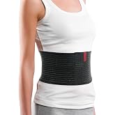 ORTONYX Abdominal Binder for Men and Women, 6.25" Wide, L/XXL up to 42" | All-over hook-and-loop; close at any position; plush inner side; breathable thin narrow knit; short-torso fit; black or beige