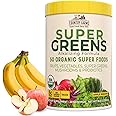 COUNTRY FARMS Organic Super Greens Apple Banana Flavor, 50 Organic Super Foods, Packed with Fiber, USDA Organic Drink Mix, Fruits, Vegetables, Mushrooms & Probiotics, Supports Energy, 5g Fiber