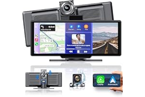 25HOURS 7" Portable Wireless Apple Carplay Android Auto, Car Audio Receivers 90º Rotatable Suspended and Upright Bracket, Touch Screen car Stereo with Mirror Link/Bluetooth/GPS/EQ for All Vehicles