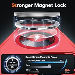 TOCOL Magnetic for 16 Pro Red Case, Upgraded Full