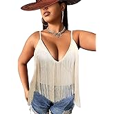 Womens Western Cowgirl Fringe Top - Plus Size Hem Tassel Tank Rodeo Shirt Festival Boho Cami Country Concert Outfit