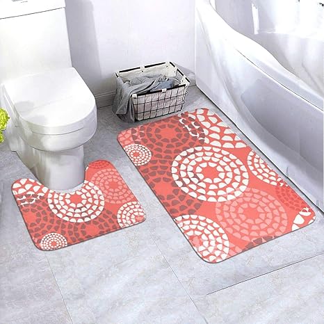 Orange Marokkanisches Fliesenmuster Badezimmer rutschfeste Bodenmatte