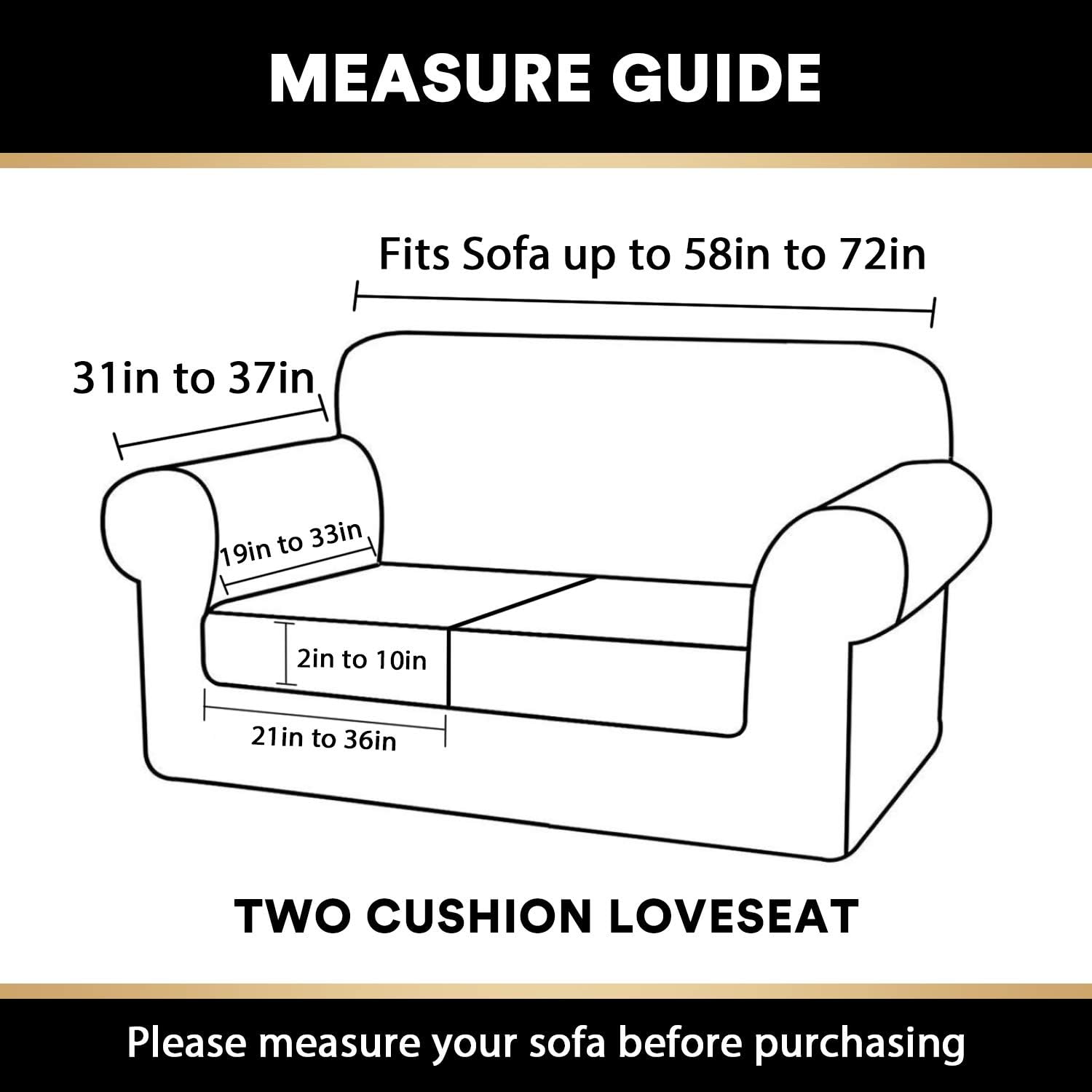 3 Pieces Sofa Covers Stretch Velvet Couch Covers for 2 Cushion Sofa Slipcovers Soft Sofa Slip Covers with 2 Non Slip Straps Furniture Covers with 2 Individual Seat Cushion Covers (Loveseat, Off White): Home & Kitchen