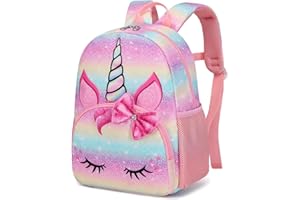 Octsky Unicorn Toddler Backpack Girls Mini Backpack for Kids, Lightweight Preschool Backpack for Kindergarten Little Girls Bookbag With Chest Strap