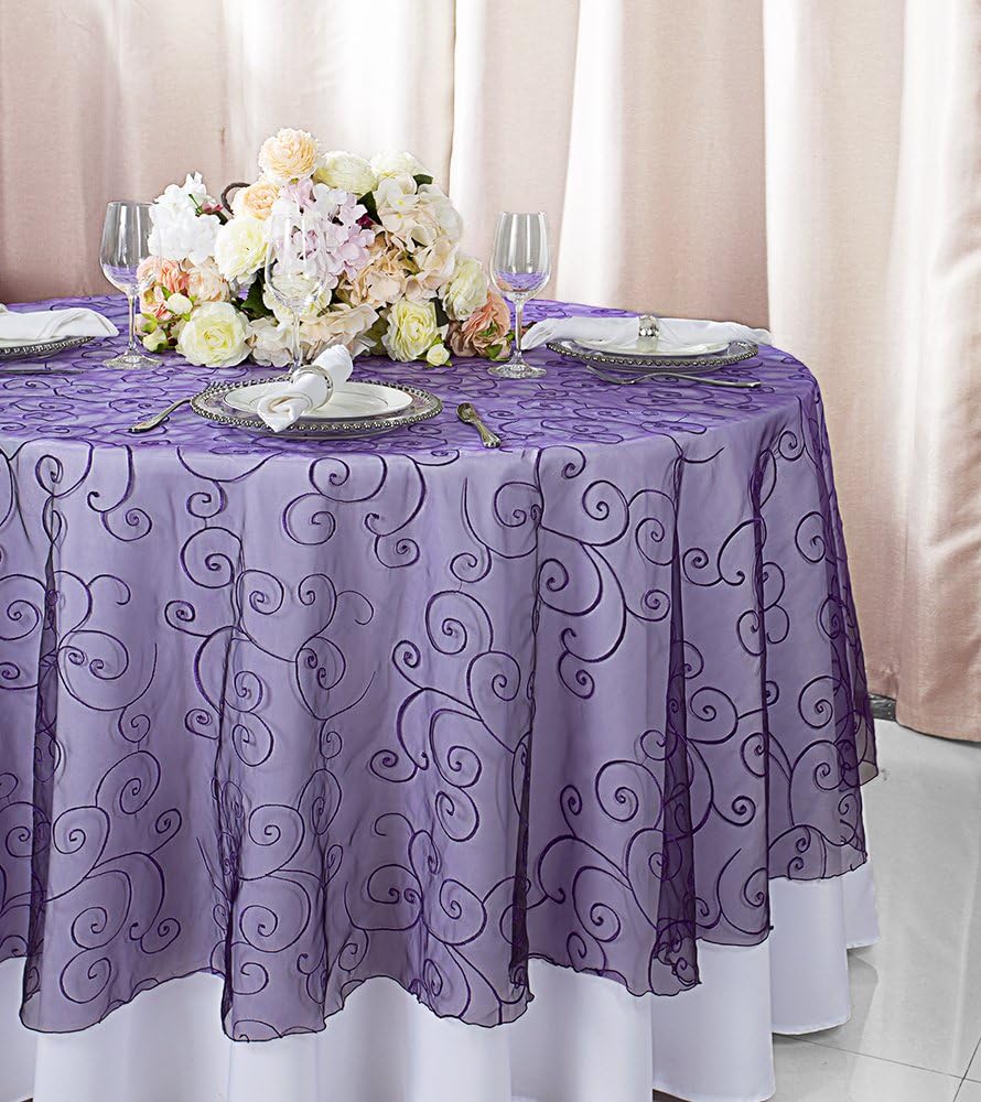 Best 108 inches round table cloth eggplant