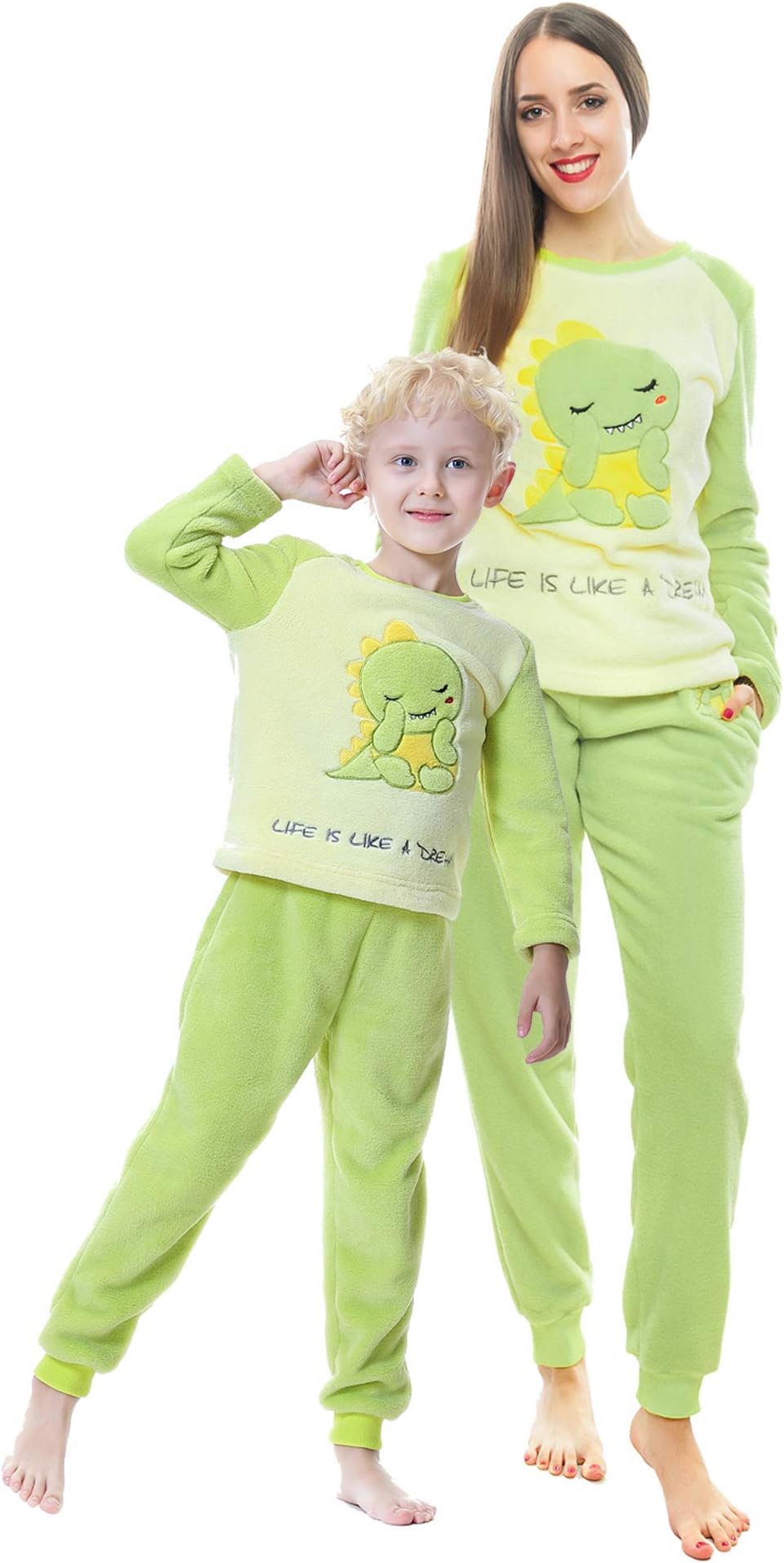 Alcea Rosea Womens Fuzzy Plush Fleece Pajamas Set Long Sleeve Warm Cute Panda Outfit Loungewear for Family/Teens