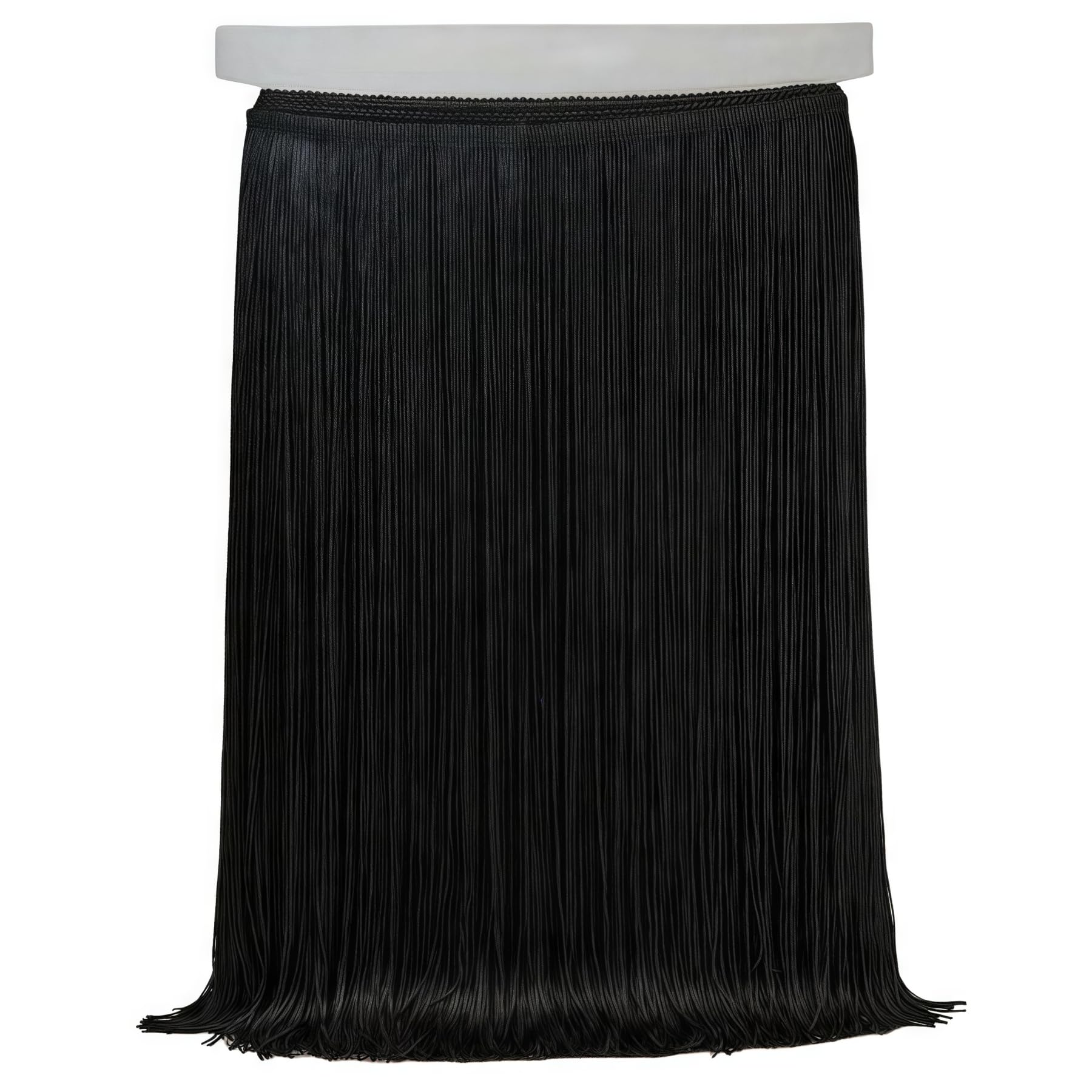 Photo 1 of 10 Yards 12'' Width Fringe Trim Tassel Sewing Trim Lace Polyerter Fibre Tassel for Clothes Accessories Latin Wedding Dress and DIY Lamp Shade Decoration (Black)