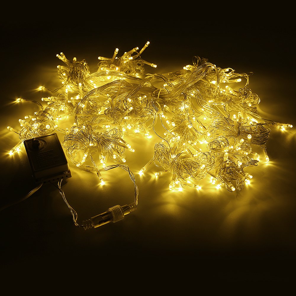 AGM 300er Led 3X3 Meter Lichterkette 24V Drinnen Outdoor LED wasserdicht Fee-Schnur-Vorhang-Licht für Party,Weihnachten,Hotel,Festival.(Warmweiß)