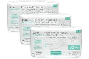 Overnight Diaper Leak Stopper, Super Boosties Disposable Inserts, Use with Pampers Sizes 2-6, Honest Hybrid Diaper Cover Sz Small, Amazing Baby Cover Sz 2, Pocket-Sling Compatible, 4.3x11 in, 96 count