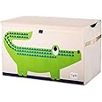 3 Sprouts Large Toy Chest for Kids with Lid and Handles - Collapsible Toy Storage Bin/Trunk/Box/Basket Organizer for Boys & Girls Playroom, Nursery, Crocodile
