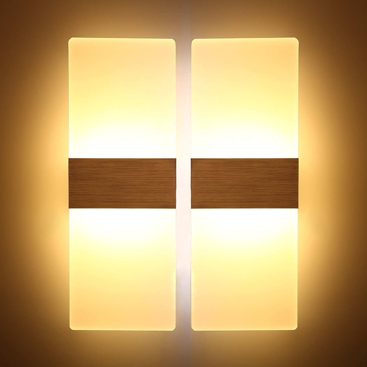 LED Wall Light, Modern LED Wall Sconces Decorative Lamps Night Light for Bathroom, Bedroom, Balcony, Corridor Wall Lighting (6W×2, Warm White)