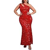 VERWIN Plus Size Sequins Fashion Sleeveless Oblique Collar Mermaid Women's Maxi Dress Evening Dress Party Dress Bodycon Dress