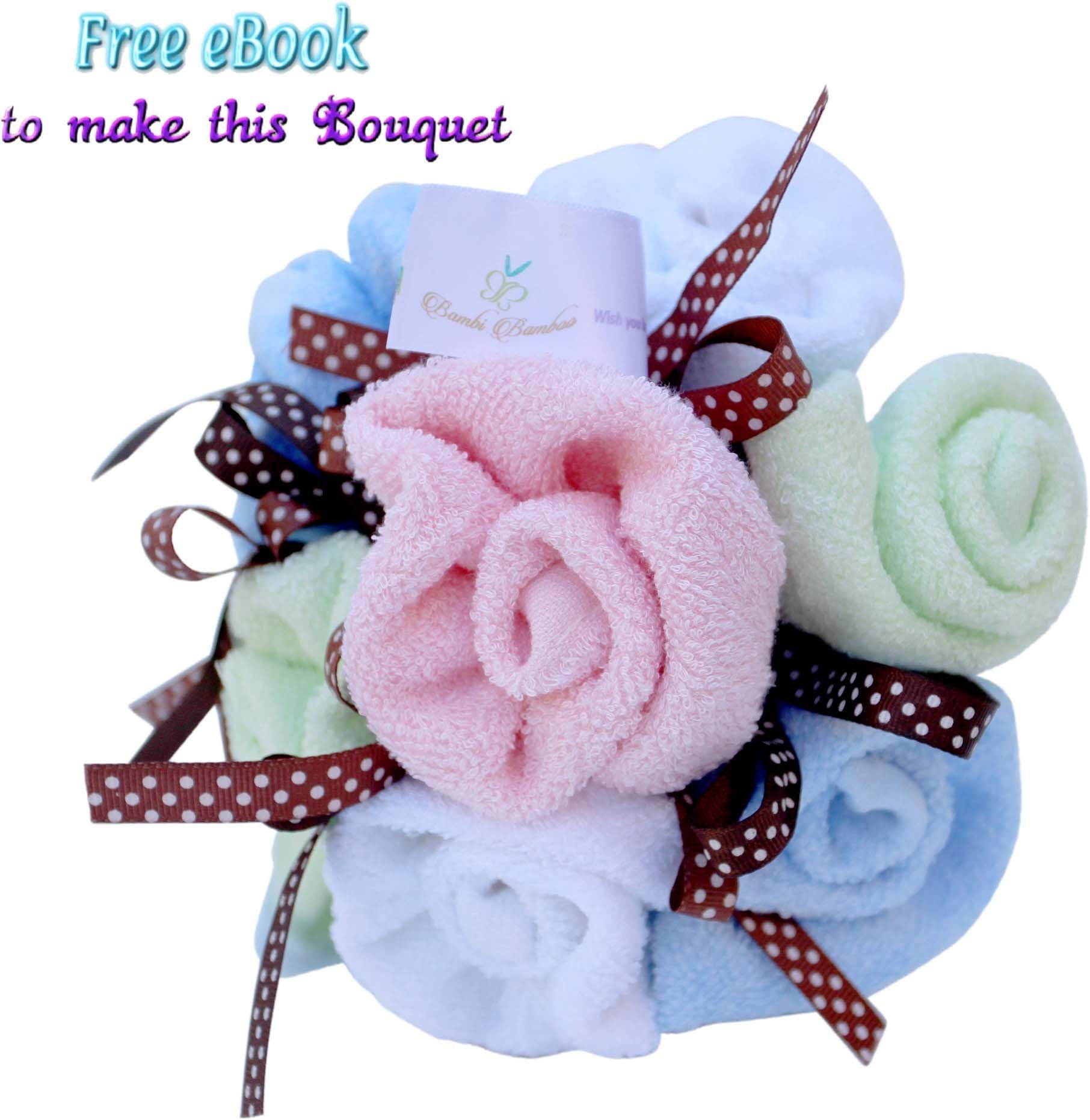 Bambi Bamboo Baby Washcloths 7 Fairy Wish Pack, Organic, Hypoallergenic Cashmere Soft 4X More Absorbent