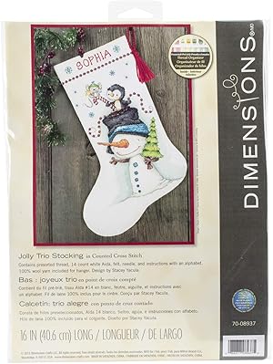 Dimensions Counted X Stitch-Jolly Trio Strümpfe, 100% Baumwolle, Weiß, 40,6 x 20 x 0,1 cm