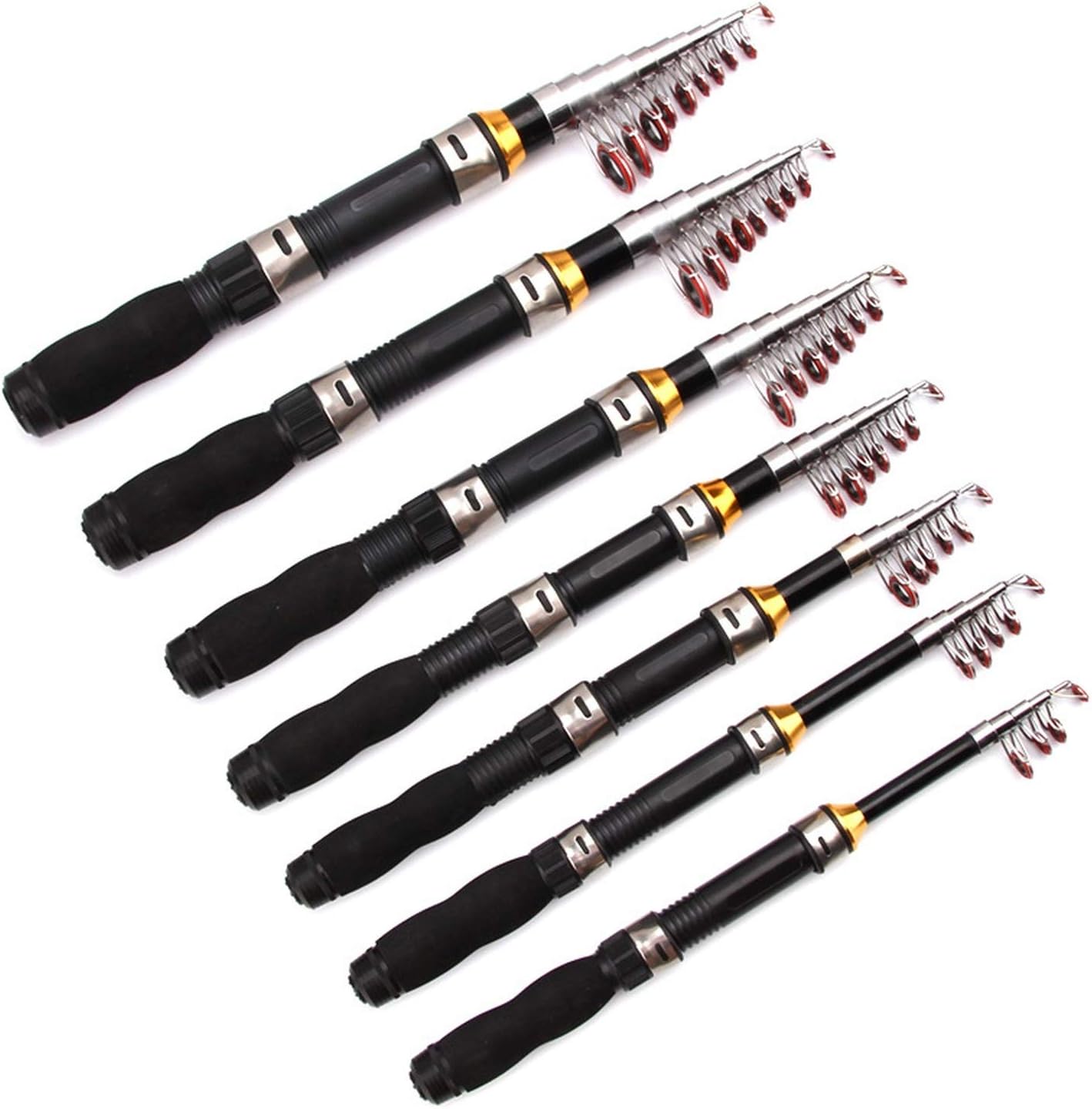 Tinyrain Bobing Retractable Fishing Rods 120 230mm Bass Hard Bait Casting Mini Portable Spinning Rod Fishing Tackle Tools Telescopic,Black,2.1 m