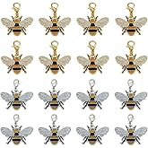 WAY DENG 16-Pack Assorted Alloy Metal Colorful Enamel Little Bee Charms Bulk Honeybee Insect Craft Bracelets Earrings Necklaces Pendants Findings DIY Jewelry Making Findings 30x26mm
