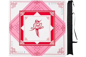 OTIIPOR Mahjong Mat,31.5"x31.5" Mahjong Mat for Table with Carrying Bag and 2024 Mahjong Cards Anti Slip and Noise Reduction Table Cover for Mahjong,Poker,Card Games,Dominoes,Board Games (Pink)