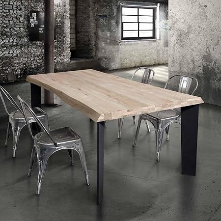 Inhouse Srls Tavolo In Legno Massello Con Gambe In Metallo