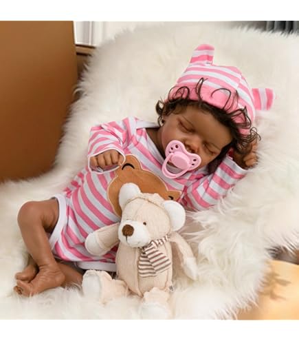 Black Doll Zero Pam Reborn Baby Dolls Black Sleeping Girl 20