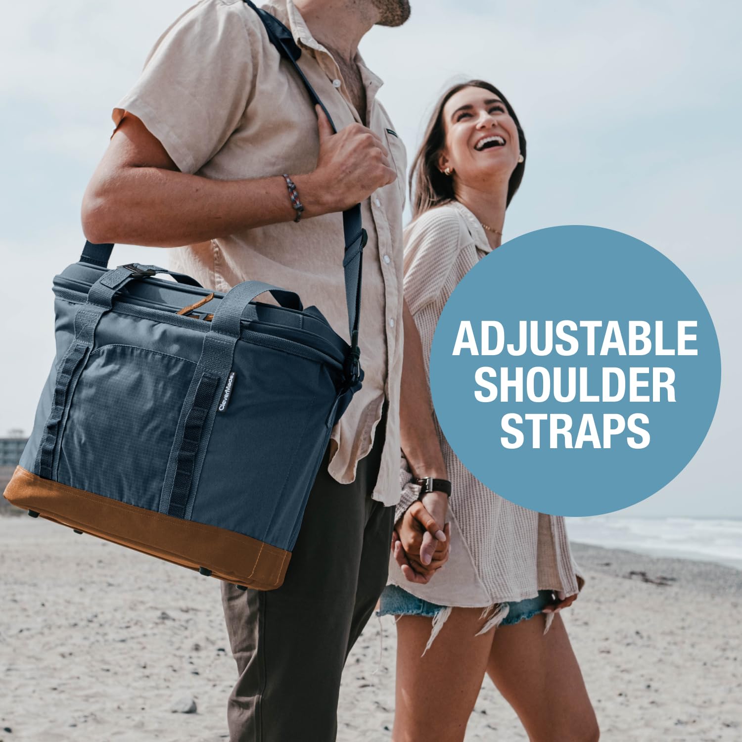 CleverMade Collapsible Insulated Cooler Bag – Leakproof Soft Folding Cooler for Beach, Travel, Car, with Shoulder Strap & Bottle Opener