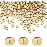 PH PandaHall 200pcs 2mm Cube Spacers Beads 18K Gold Plated Cube Beads Brass Loose Connector Bead Smooth Square Spacer Bead Jewelry Findings for Stackable DIY Bracelet Necklace Jewelry Making