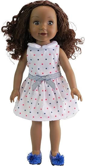 blue and red polka dot dress