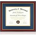 Minesaxel Diploma Frame 14x17 with Blue Mat Fits Document, Certificate or 16x20 Picture without Mat, 17x14 Cherry Red Frame for Wall Mounting