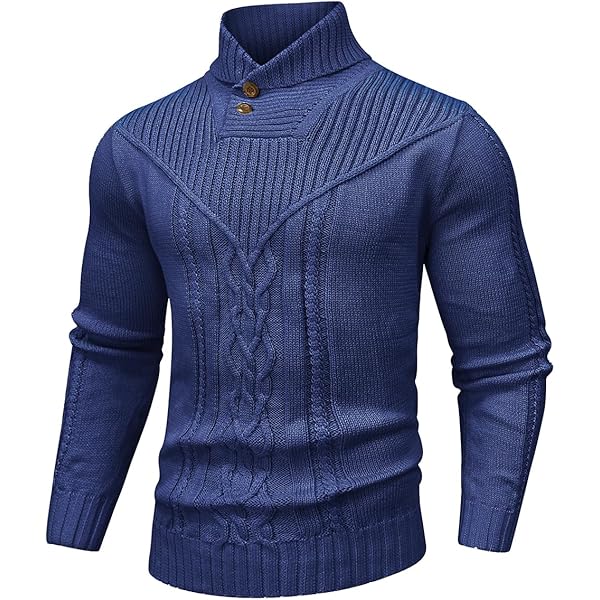 Zaitun Men's Turtleneck Sweater Shawl Collar Pullover