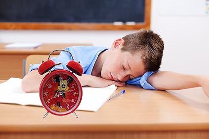 Cartoon Old Style Twin Bell Alarm Clock, Old Age, Old Fashioned, Kids Room Table Clock with Light (MICKEY-01)