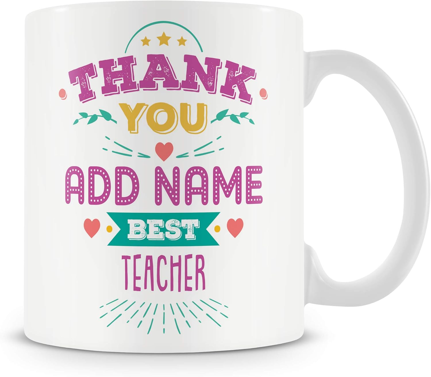 Teacher Mug Personalised Thank You Gift Customise with Name Pink