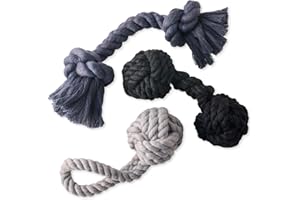 Pet Passion Brady The Rope Tug Toy 3-Pack Organic Cotton Dog Rope Pull Toys for All Pet Breeds, Gray Ombre, One Size