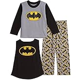 DC Comics Justice League Superman Batman Pajama Shirt Pants and Cape 3 Piece Set Toddler to Big Kid
