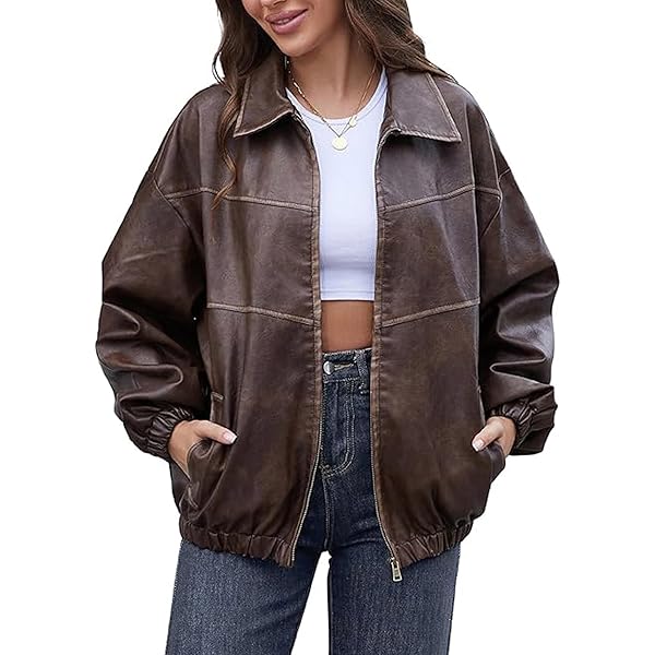 Flixxo Y2K Faux Leather Jacket Women Dark Academia Oversized
