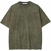 Aelfric Eden Mens Cotton T-Shirts Oversized Unisex Short Sleeves Wash Baggy Casual Tees Workout Solid Summer Tops