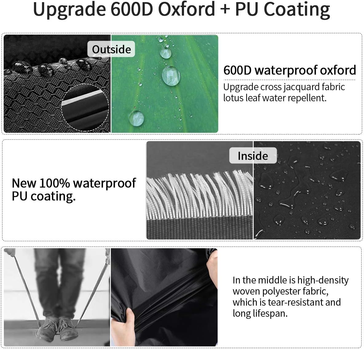 king do way Patio Furniture Covers 110''x80''x41'' Cover Waterproof 600D Heavy Duty Oxford Polyester Rectangular Patio Table Covers Waterproof, Windproof & Anti-UV Furniture Covers 280x204x106cm : Garden & Outdoor