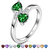 Yaresul 1CT Adjustable Women Heart Ring 925 Sterling Silver Birthstone Rings for Women Promise Ring for her Simulated Gemstone Statement Stackable Band Width 2mm Open Size 5~9