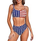 Zando 4th of July Bathing Suits for Women American Flag Bikini Red White and Blue Swimsuit Women USA Fourth of July Bikini