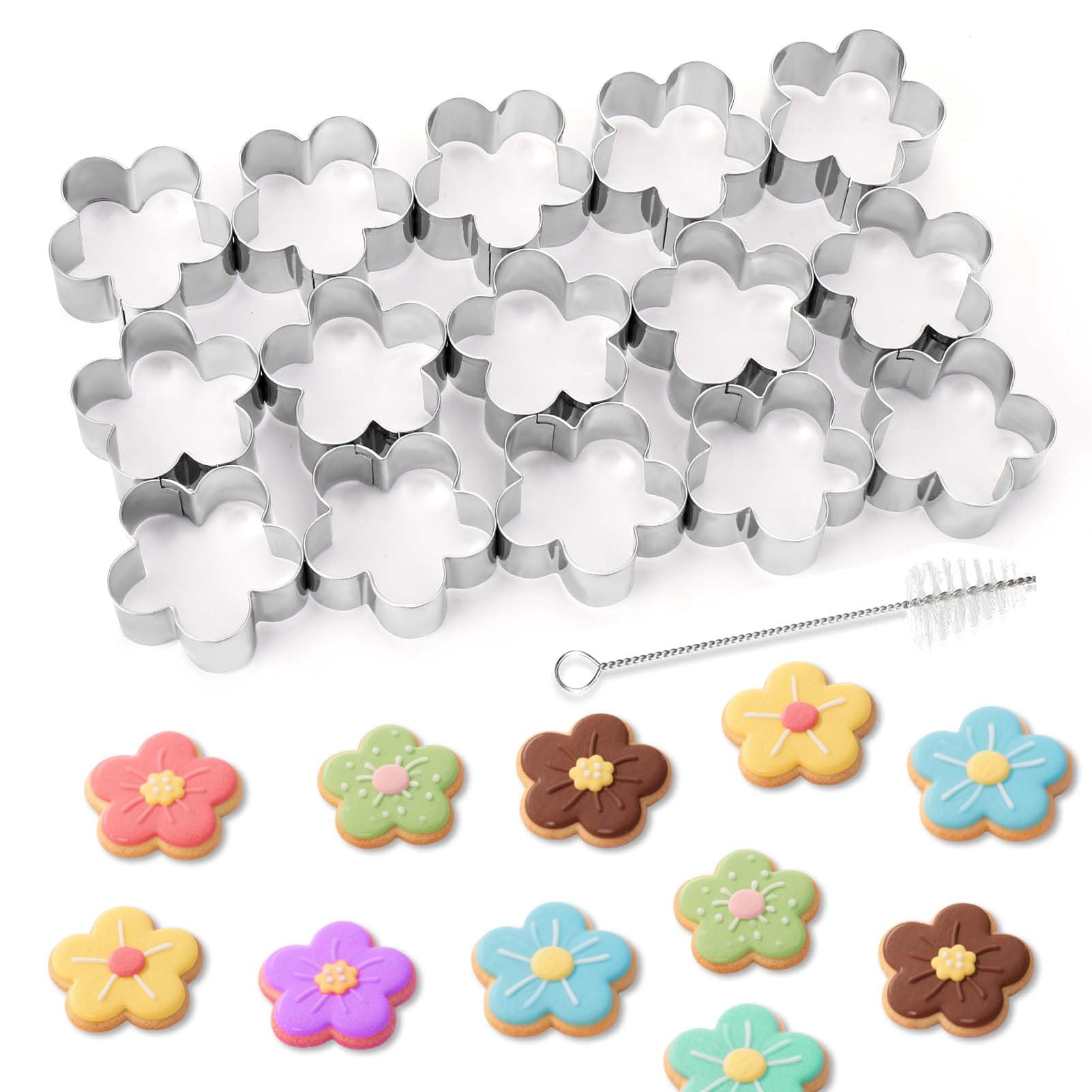 Photo 1 of AIERSA Mini Flower Cookie Cutter, 15 Cavity Cracker Cutter, 1.4 Inch Small Flower Shaped Cookie Cutter, Mother's Day Valentine's Day Cracker Cutters for Baking Fruit Fondant Clay