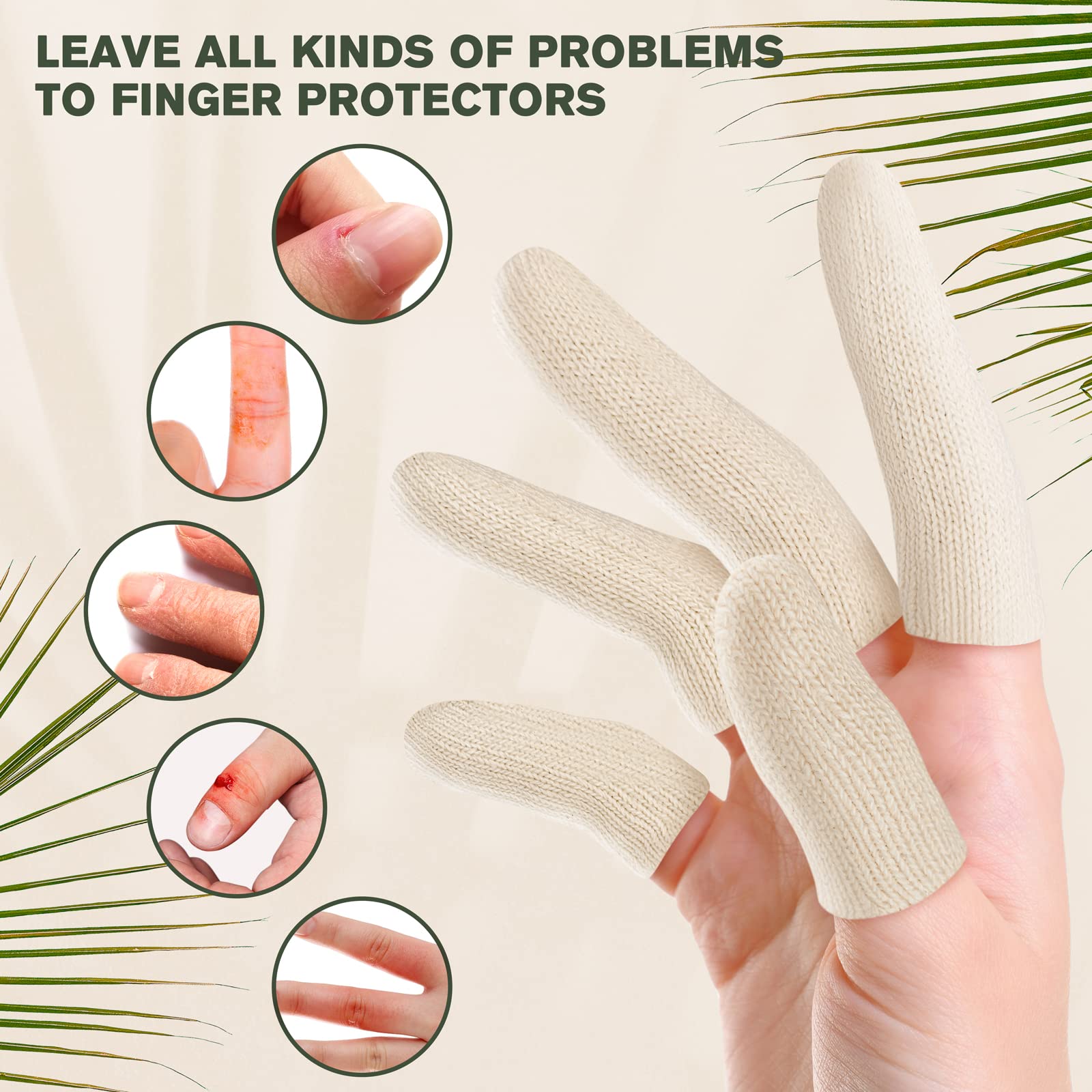 Evridwear 20PCS Premium Cotton Comfort Cushion Finger Toe Thumb Cot Sleeves Protect Fingertips Hand Eczema Skin Cracking Calluses Wicks Moisture Jewelry Clean Smudges (Long Length)