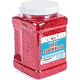 Red Valentines Sprinkles - Red Jimmies - Team Spirit Sprinkles - Red Holiday Sprinkles Bulk - Red Jimmies in Resealable Conta