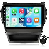 4+64G Android 14 Double Din Car Radio Stereo for Hyundai Santa Fe IX45 2013-2017 with 9 Inch Touchscreen Radio Built-in Wireless Carplay/Android Auto/GPS/Bluetooth/FM/AUX-in/SWC/Backup Camera