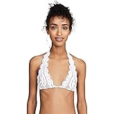 PQ Swim Women's White Lace Halter Bikini Top Swimsuit