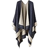 YnimioAOX Women's Shawl Wrap Poncho Sweater Open Front Cape for Fall Winter