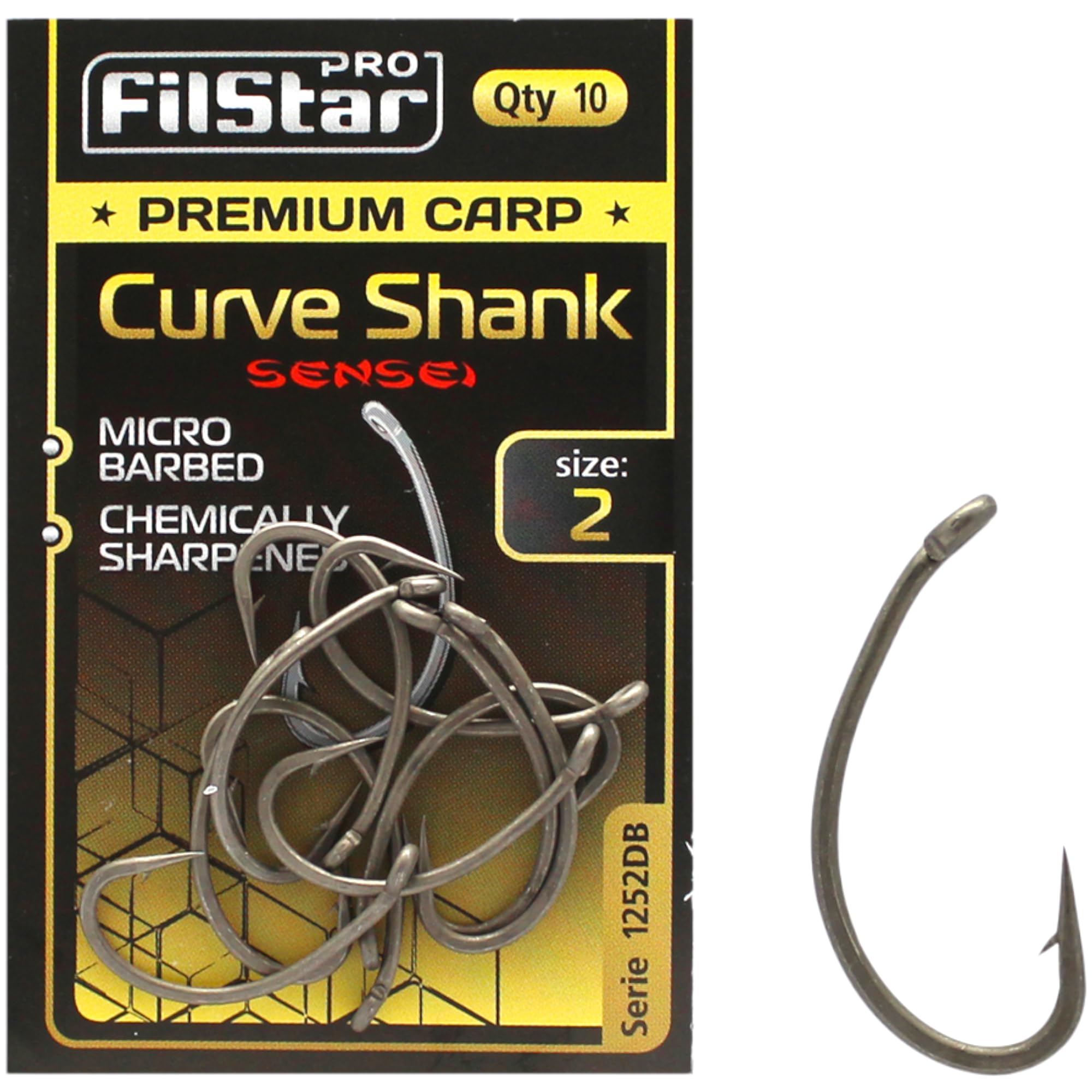 PRO Filstar PRO FILSTAR 10 Piece Fishing Hook Set with Curve Shank, Size 2, Hooks for Carp Fishing, Carp Fishing Accessories, Pop Up Boilies, Carp Fishing Hooks, Fishing Accessories, Carp Rigs