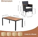 Panana 6 Seater Rattan Dining Set with Acacia Wood Top & Cushions view 7