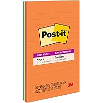 Large Lined Sticky Notes 6x8 Inches | Neon Orange & Blue Note Pads