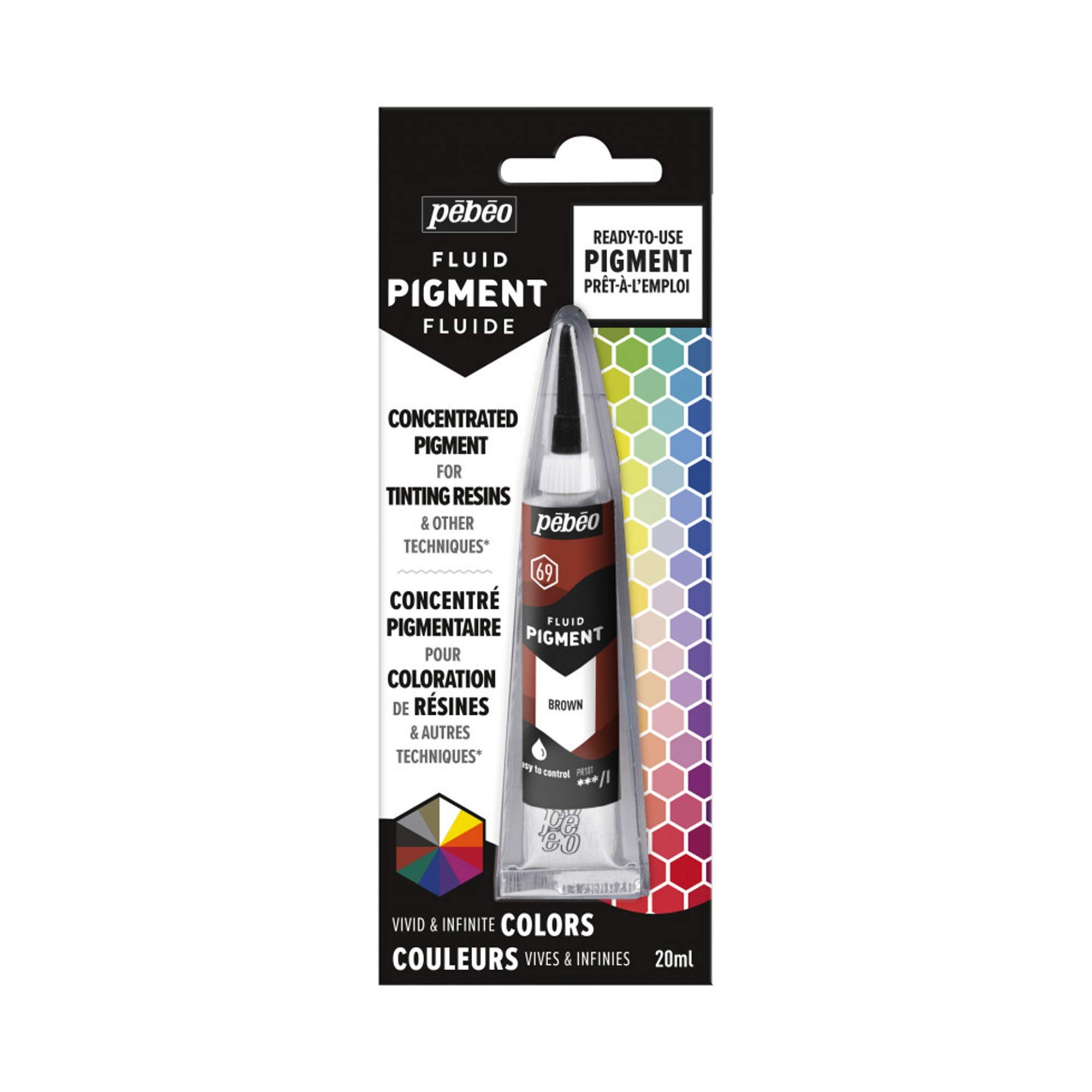 Pebeo Liquid Pigment Concentrate Resin-Mixable Colours-Opaque or Transparent Effect-Natural Origin, Brown, 20 ml — image 1