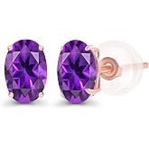 Solid 14K Gold 7x5mm Oval Genuine Birthstone Stud Earrings For Women | Hypoallergenic Studs | Natural or Created Gemstone Stud Earrings For Women