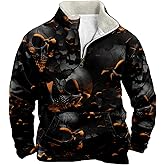 MARSVOVO Mens Fleece Sweatshirt Quarter Zip Long Sleeve Shirts Men Colorful Print Fashion Cowboy 1/4 Zipper Y2k Hoodies